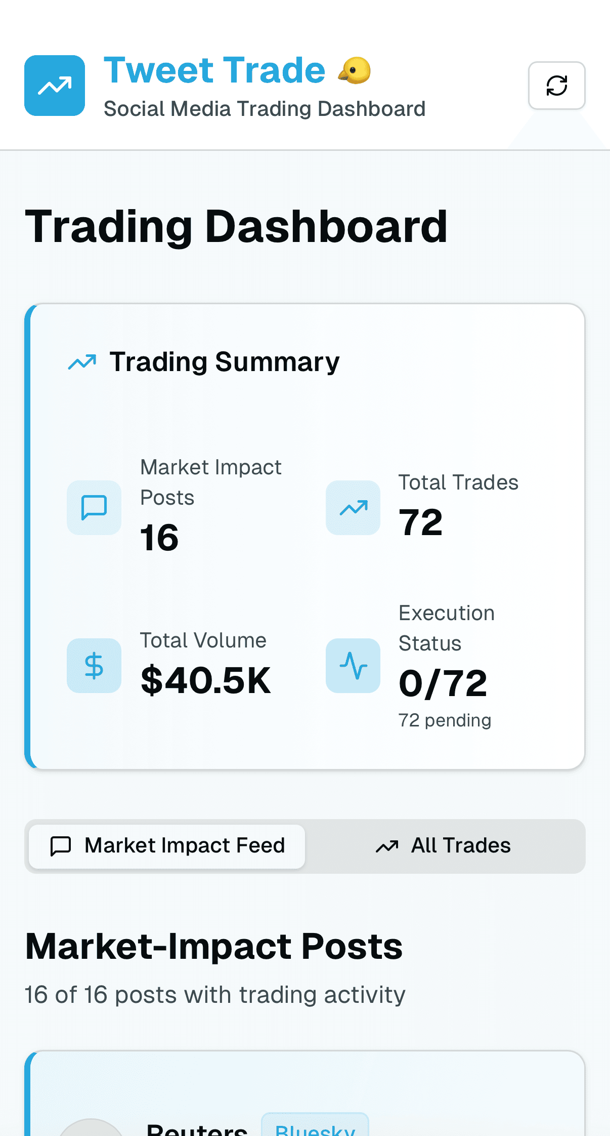 Tweet Trade app preview